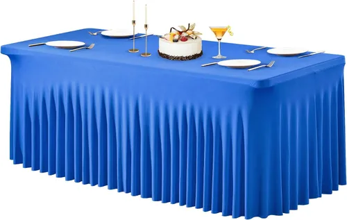 Vista 33 de PARTISKY - Mantel de elastano negro para mesas rectangulares de 4 pies, cubierta de mesa elástica para mesas plegables, bodas, fiestas, banquetes