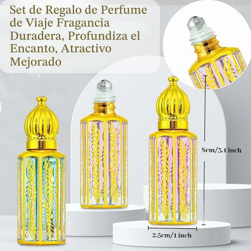 Vista 7 de MR.A Paquete de 3 perfumes árabes para mujer, set de regalo de aceites de perfume árabe de larga duración, aceite de perfume árabe de lujo