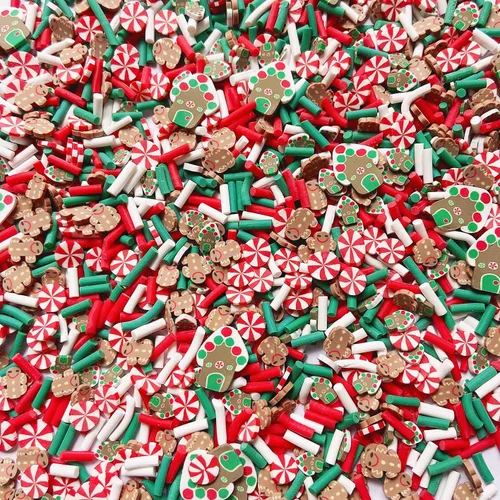 Vista 4 de EHOPE Rebanadas de Navidad, chispas falsas de resina, chispas de caramelo falso, gránulos de arcilla, chispas de polímero, rodajas de arcilla Casa
