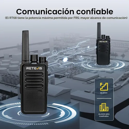 Vista 5 de Retevis Walkie Talkies RT68 de largo alcance con auricular