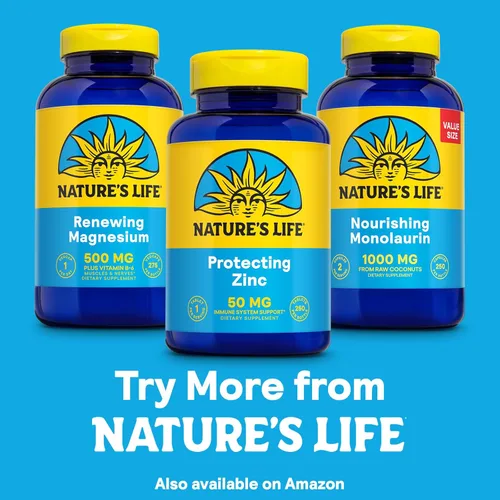 Vista 6 de NATURE'S LIFE Protección de zinc de 50 mg con 2.5 mg de cobre, suplemento de zinc quelado para apoyo inmunológico, salud ósea, función muscular