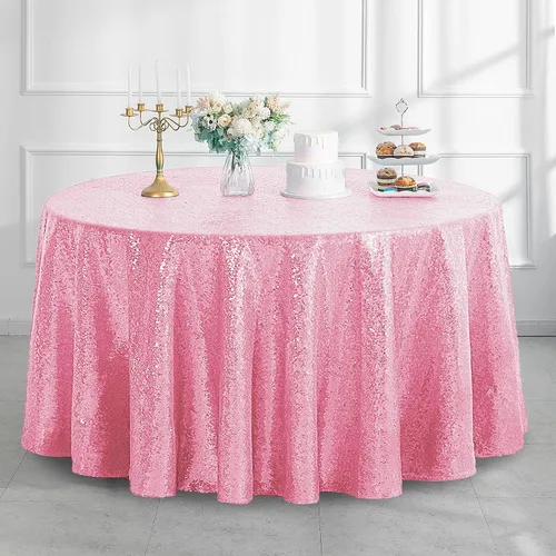 Vista 13 de Pufogu Mantel redondo de lentejuelas negras de 50 pulgadas con purpurina negra para decoración de cumpleaños, boda, despedida de soltera, baby Negro