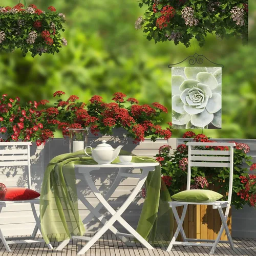 Vista 7 de Happyyami 3 piezas de hierro forjado para colgar banderas de jardín, soporte decorativo de metal para bandera al aire libre, soporte colgante