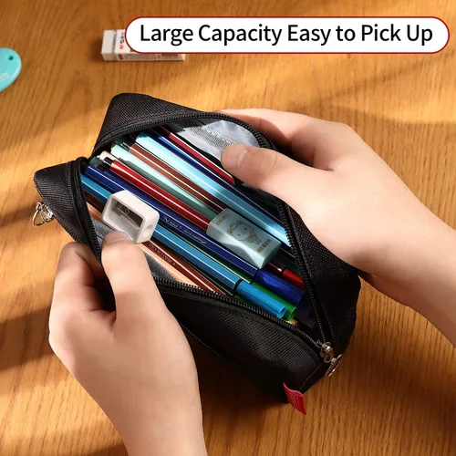 Vista 5 de FUXINGYAO Estuche grande para lápices y bolígrafos de gran capacidad para oficina, bolsa de almacenamiento simple, estuche de papelería para adultos