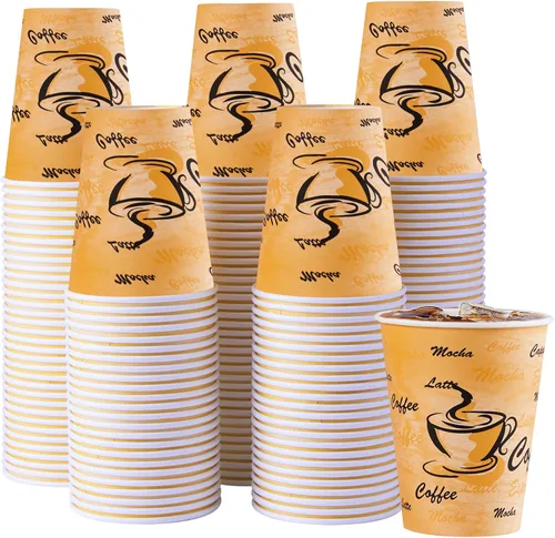 Vista 13 de Lamosi Paquete de 180 tazas de café de 12 onzas, vasos de papel desechables Tazas calientes estampadas con aislamiento grueso a prueba de fugas