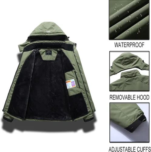 Vista 7 de Pooluly - Chaqueta impermeable de invierno, esquí, snowboard, para hombre, con capucha, rompevientos.