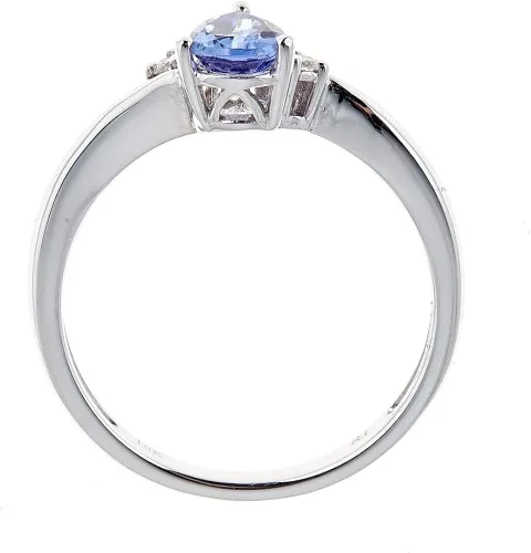 Vista 3 de Gin & Grace Anillo de promesa de eternidad con tanzanita natural y diamante (I1, I2) de oro blanco de 10 quilates para mujer, Metal Metal Piedra