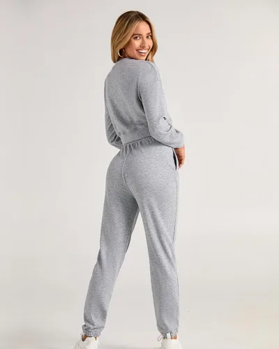 Vista 5 de BTFBM Conjunto deportivo de 2 piezas para mujer, camiseta corta de manga larga, sin botones, pantalón con cordón ajustable, pantalones deportivos
