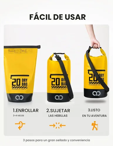 Vista 6 de Lamicall Dry Bag Mochila impermeable con bolsa para teléfono 5L/10L/20L/30L/40L Lemon Yellow