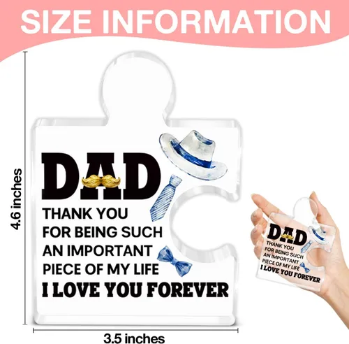 Vista 2 de Regalos de cumpleaños para papá para el día del padre, para papá de hija, hijo, niños, para padre que no quiere nada, rompecabezas acrílico