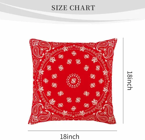Vista 5 de Funda de almohada con patrón de bandana, estampado de cachemira roja, fundas de almohada florales vintage de 18 x 18 pulgadas, cuadradas, de algodón