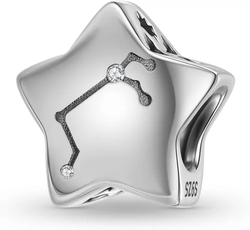 Vista 19 de Abalorio de constelación de plata de ley 925 con piedra natal para pulsera Pandora, regalo para aniversario, cumpleaños, Navidad Acuario A