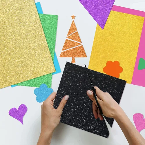 Vista 5 de Cartulina negra con purpurina de 12 x 12 pulgadas, papel para Cricut, tarjeta gruesa para hacer tarjetas, álbumes de recortes, manualidades