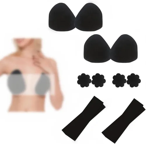 Vista 7 de Sujetador adhesivo sin tirantes invisible sin espalda brasier con cinta para levantamiento de senos