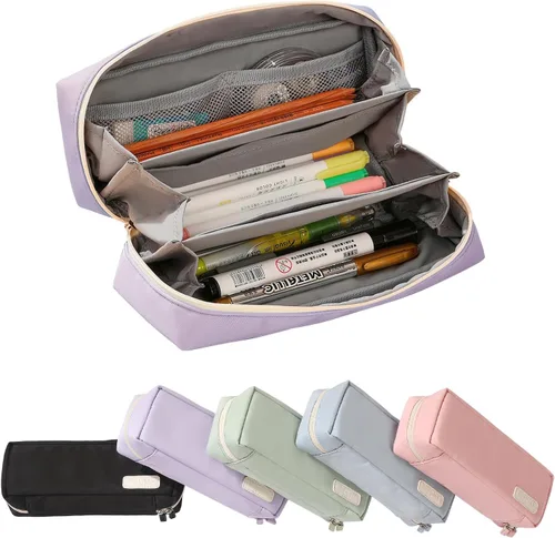 Vista 8 de QIANPA - Estuche organizador pequeño con cremallera, bolsa ligera estética, bolsa negra para hombres y mujeres