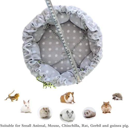 Vista 4 de Oncpcare Hamaca de jaula de animales pequeños, hamaca de flor, jaula de conejillo de indias, cama cálida para loro planeador de azúcar, hurón