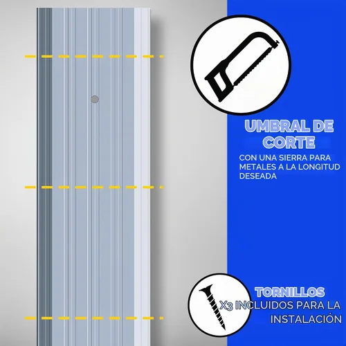 Vista 6 de MD Building - Umbral de perfil plano, comercial, plateado, 3-7/8 pulgadas x