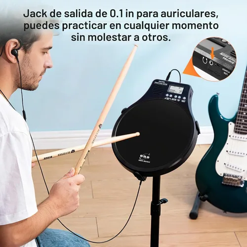Vista 5 de ENO MUSIC Dispositivos de práctica de tambor de percusión y metrónomo electrónico integrado 2 en 1 Instrumentos musicales electrónicos Almohadilla