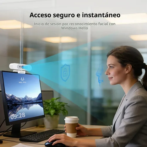 Vista 3 de TOALLIN Cámara web 4K para PC, cámara compatible con Windows Hola