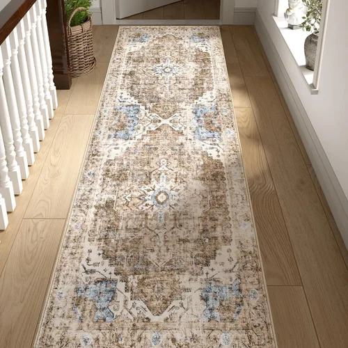 Vista 82 de jinchan Alfombra de Área 2x3 pies Alfombra Vintage de Entrada Lavable Bohemia Tapete Interior para Puerta Medallón Floral Tapete Pequeño para Puerta