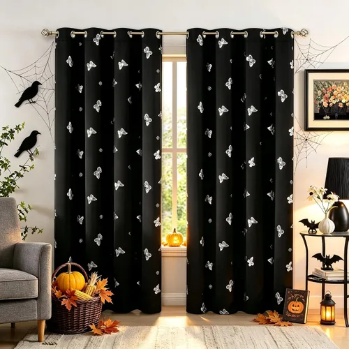 Vista 16 de Jubilantex Cortinas opacas con diseño de mariposa dorada, 80 % rosa, 54 01 # Lavanda Rosa Dorado/80% Blackout