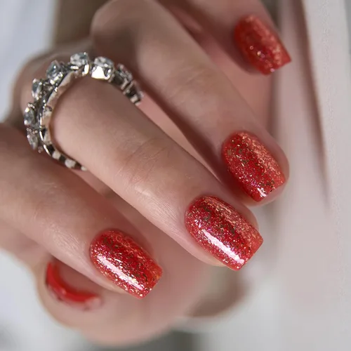 Vista 38 de CurvLife Uñas postizas cuadradas cortas a presión, terciopelo degradado Paris Script