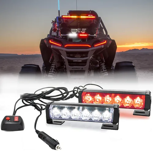 Vista 20 de 2 x 6 LED con 9 modos de advertencia para el tráfico - Luces estroboscópicas impermeables para auto, para interior, techo, salpicaderas, parabrisas