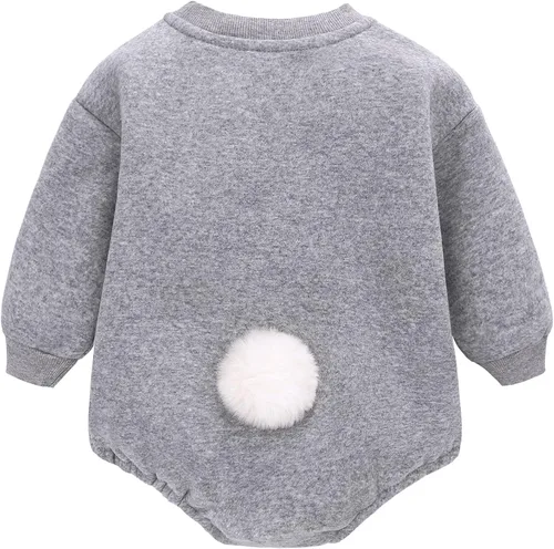 Vista 2 de famuka Body unisex de conejo para bebé, ropa cálida para bebés, disfraz de conejo para niños pequeños, 0-24 meses