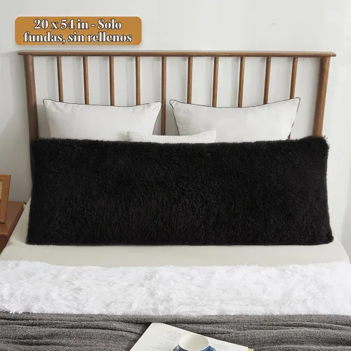 Vista 2 de XeGe Funda de Almohada Corporal de Felpa Suave, 20x54 Funda de Almohada Corporal Grande y Esponjosa, Boho de Piel Sintética Difusa Funda de Almohada