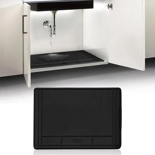 Vista 10 de OMAC 2 alfombrillas para debajo del fregadero para cocina y baño, 34 x 22 pulgadas, ajustable, impermeable, protector de gabinete para goteos 2 x