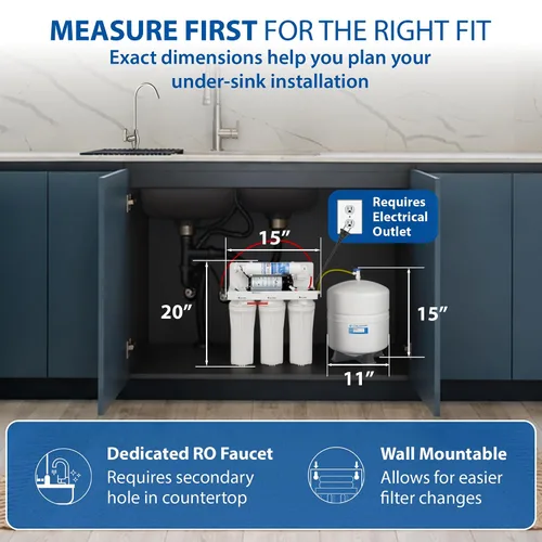 Vista 6 de APEC Water Systems RO-PUMP-120V Sistema de filtración de agua potable de ósmosis inversa ultra seguro de nivel superior con bomba de refuerzo