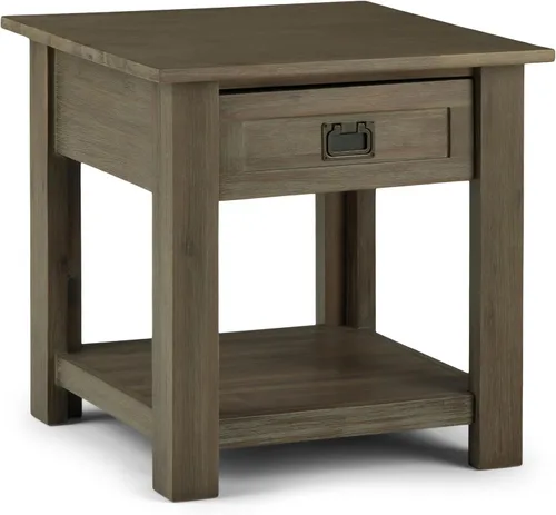 Vista 8 de SIMPLIHOME Monroe - Mesa auxiliar de madera de acacia maciza de 22 pulgadas de ancho en color marrón ceniza envejecido, mesa decorativa rústica