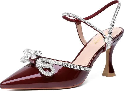Vista 31 de Susanny - Zapatos de tacón bajo con strass para mujer, con punta puntiaguda, de tacón kitten, con cierre, ajustables, con correa, para vestido
