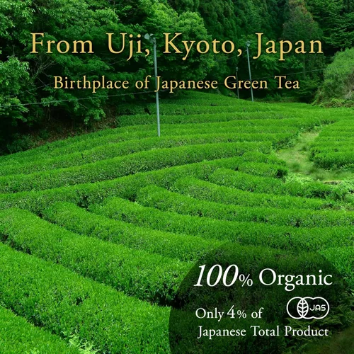 Vista 6 de YAMASAN KYOTO UJI Polvo de Hojicha orgánico, té verde tostado en polvo para hornear y café con leche, (100g) Fabricado en Japón, vendido por empresa