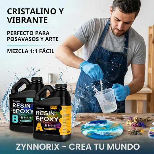 Vista 2 de Kit de resina epoxi de 1 galón, alto brillo, seguro para alimentos y resistente a los rayos UV, mejor para bricolaje, arte, mesa de río, madera