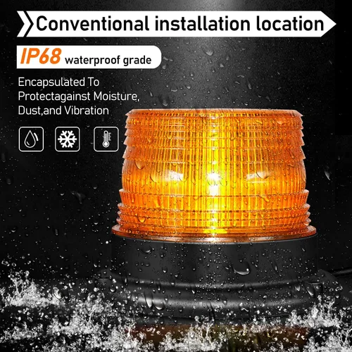Vista 2 de Luces estroboscópicas de advertencia ámbar para camiones - Luces de baliza intermitentes de emergencia con montaje magnético en el techo