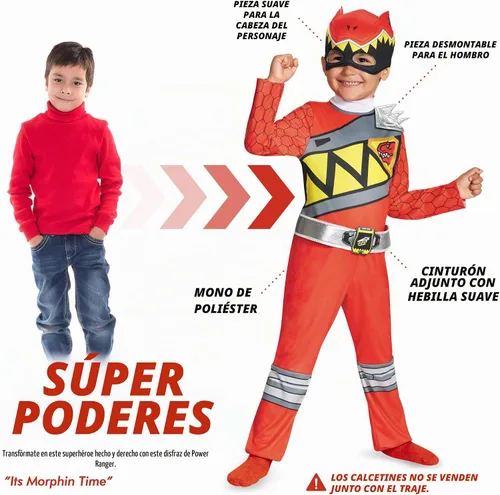 Vista 2 de Disfraz de Ranger Rojo Dino Charge para niño