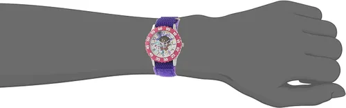 Vista 6 de Disney Reloj analógico con correa de nailon para niños, Morado, Reloj de cuarzo