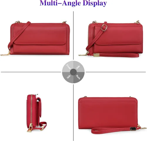 Vista 2 de FALAN MULE RFID Womens Wallet Purse Wristlet PU Leather Crossbody Clutch with 2 Straps