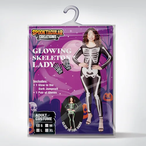 Vista 7 de Spooktacular Creations Disfraz de esqueleto para mujer adulta disfraz de esqueleto que brilla en la oscuridad overol para Halloween fiesta juego