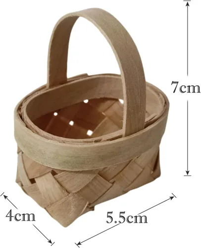 Vista 5 de Mini cesta de regalo tejida a mano de bambú, cajas de dulces, caja de embalaje de chocolate, perfecta para baby showers, cumpleaños, recuerdos