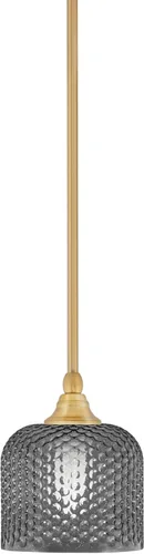 Vista 122 de Toltec Lighting Tallo Colgado Mini colgante, acabado de cobre negro, 3.5" cuadrado humo burbuja vidrio