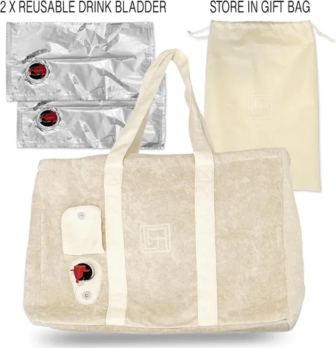 Vista 8 de Baseline IGR Bolsa de mano Bolso grande elegante y versátil Bolsa térmica interna Correa larga de lona Bolso de hombro de moda de playa, biege