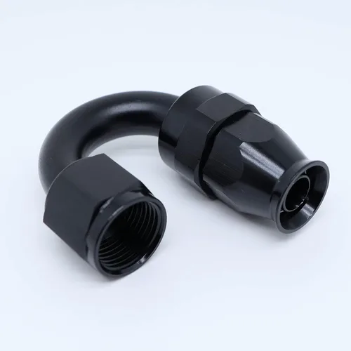 Vista 5 de AN-6 6AN AN6 45 grados PTFE reutilizable giratorio montaje manguera extremo A negro 80-045-06BK