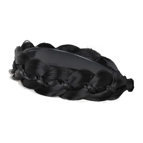 Vista 3 de Diadema trenzada de pelo sintético, aro de pelo clásico, grueso, ancho, trenzado, peluca de trenzas esponjosas, accesorio de belleza para mujeres