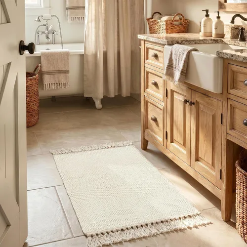 Vista 43 de Collive Alfombra de Baño Negra, 2' x 3' Tejida a Mano Lavable Alfombras Pequeñas de Cocina, Alfombra de Entrada Reversible de Algodón Alfombra