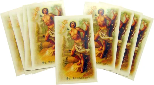 Vista 2 de Westmon Works St Sebastian Holy Card Wallet - Paquete a granel con oración de San Sebastián para atletas, mujeres u hombres, juego de 10