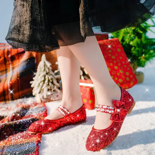 Vista 5 de Zapatos de vestir para niñas pequeñas, zapatos de flores, zapatos de princesa, boda, fiesta, zapatos planos para niñas pequeñas y grandes
