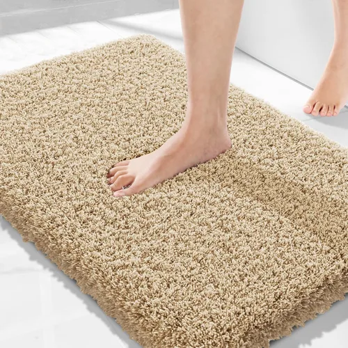 Vista 59 de Yimobra Alfombras de baño en negro y blanco antideslizantes lavables, tapetes de baño ultra suaves y absorbentes de agua, alfombra de ducha suave