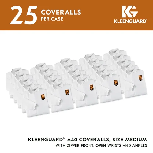 Vista 2 de KleenGuard™ Overol de protección de líquidos y partículas A40 (44302), cremallera frontal, blanco, mediano (cantidad 25)